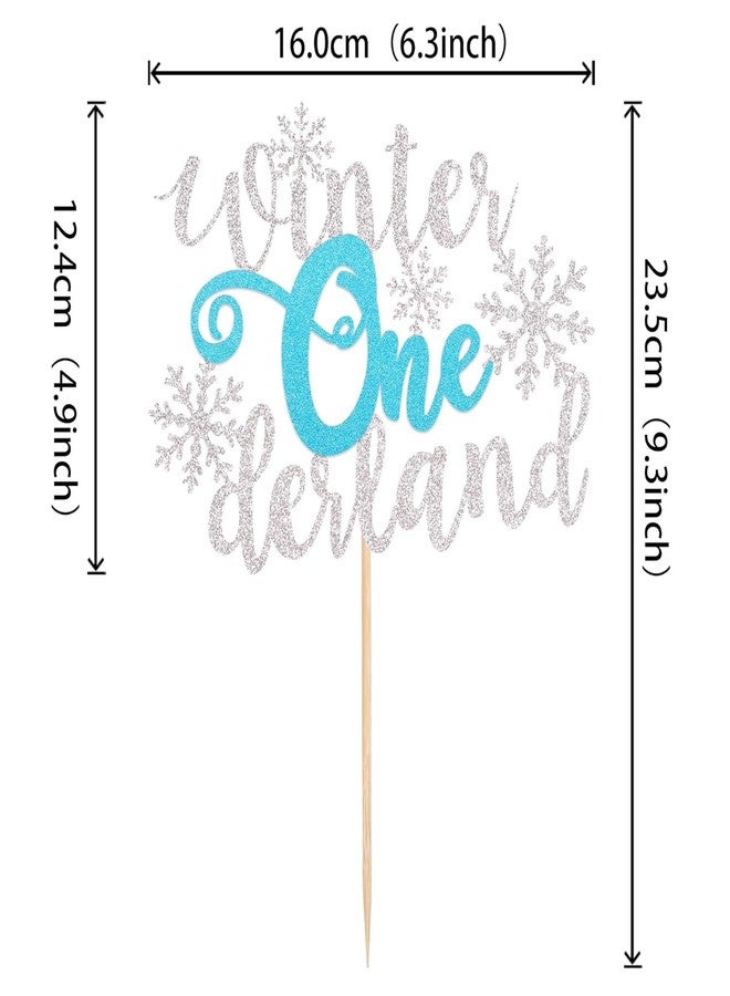 Confetti Sparkling Winter Onederland Snowflake Birthday Cake Topper - Glittery Silver and Blue Snowflake Theme Decorations for First Birthdays and Winter Celebrations (Blue) - Image 3